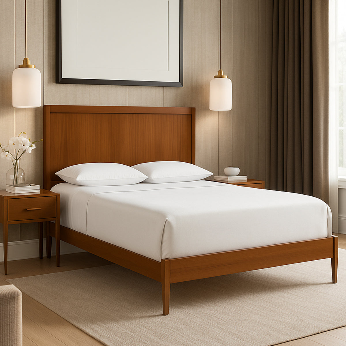 Base Queen Size de madera 100% Nogal.