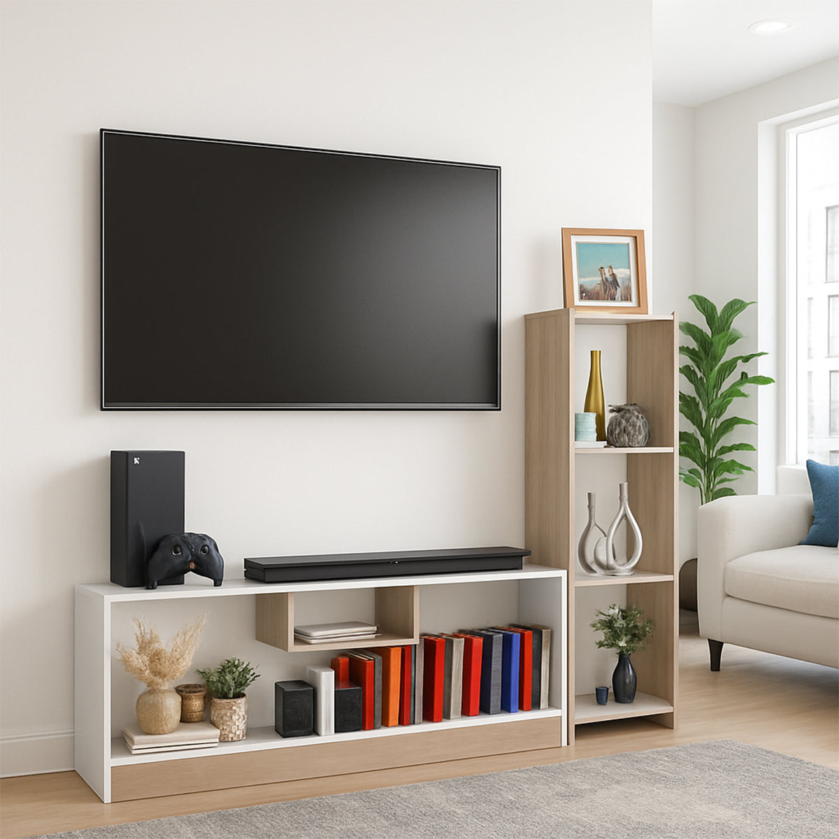 Centro de Entretemiento con Librero