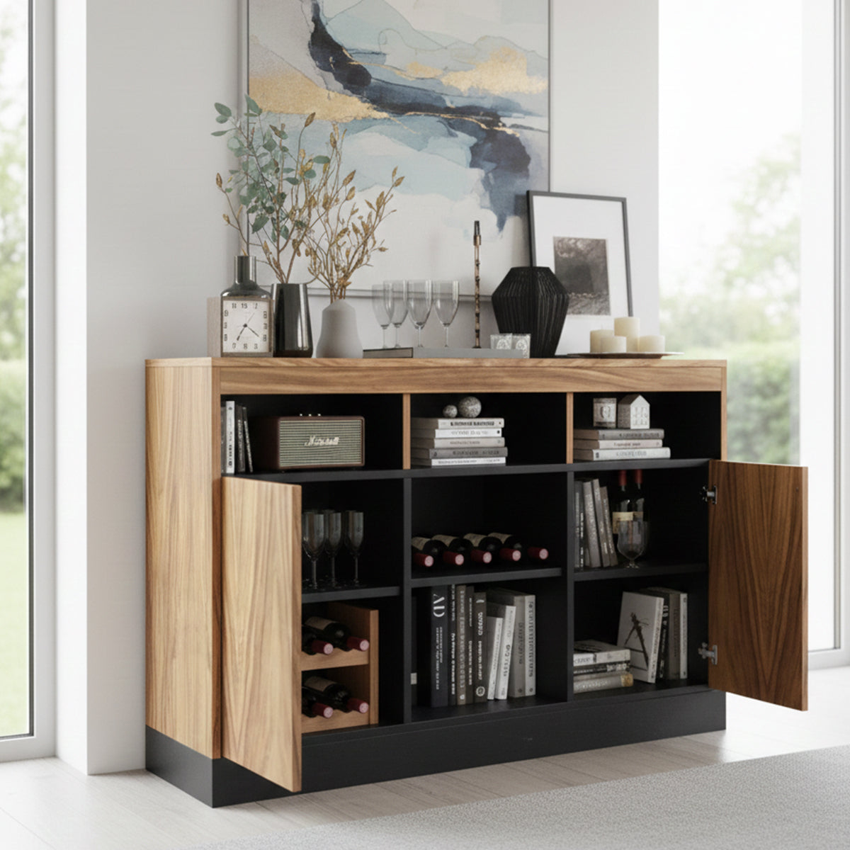 Hogare Bufetera Irlanda Enchapado Parota natural