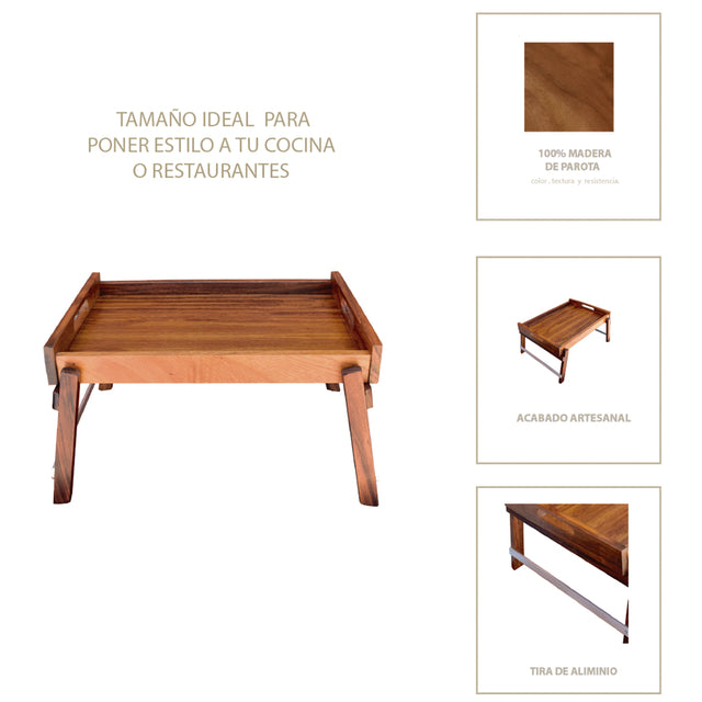 Mesa para Cama de madera Parota