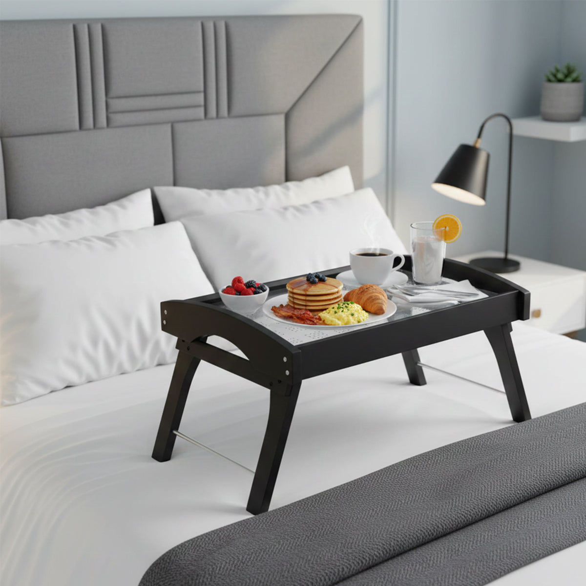 Mesa para Cama Chocolate con acrilico