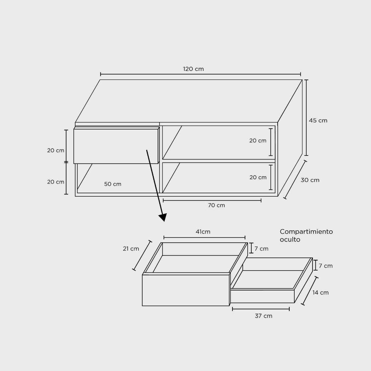 Mueble Flotante para TV, con cajón Secreto